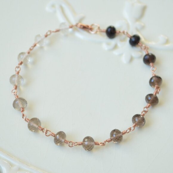 Smoky Quartz Ombre Bracelet in Rose Gold - Picture 1 of 11